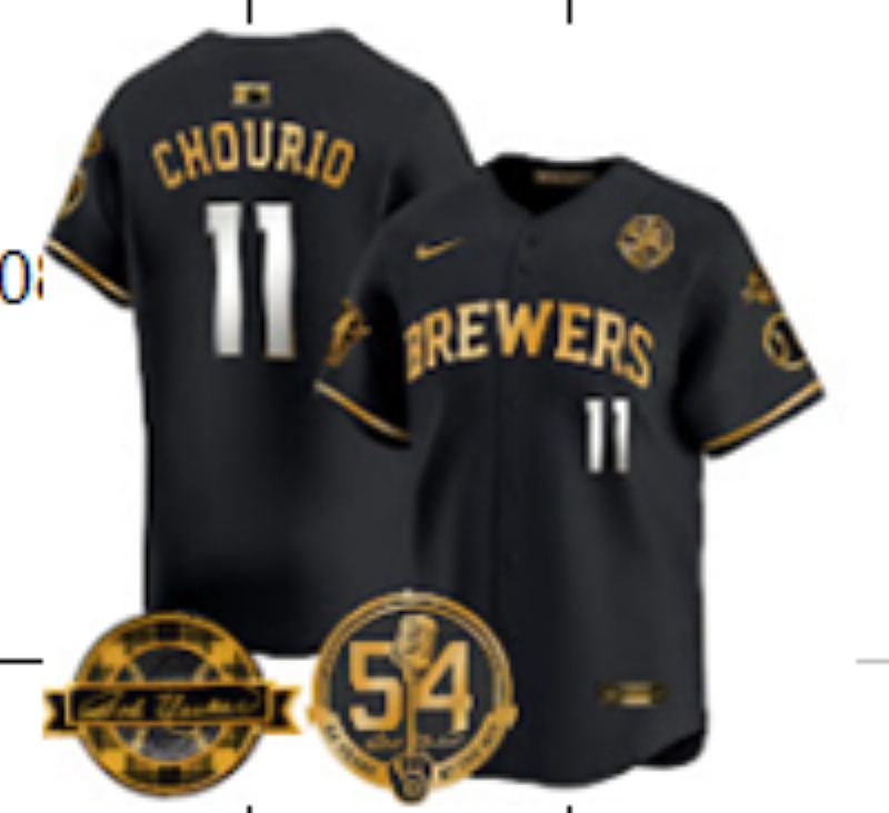 Men Nike Milwaukee Brewers #11 Chourio black MLB 2025 jersey 01->milwaukee brewers->MLB Jersey